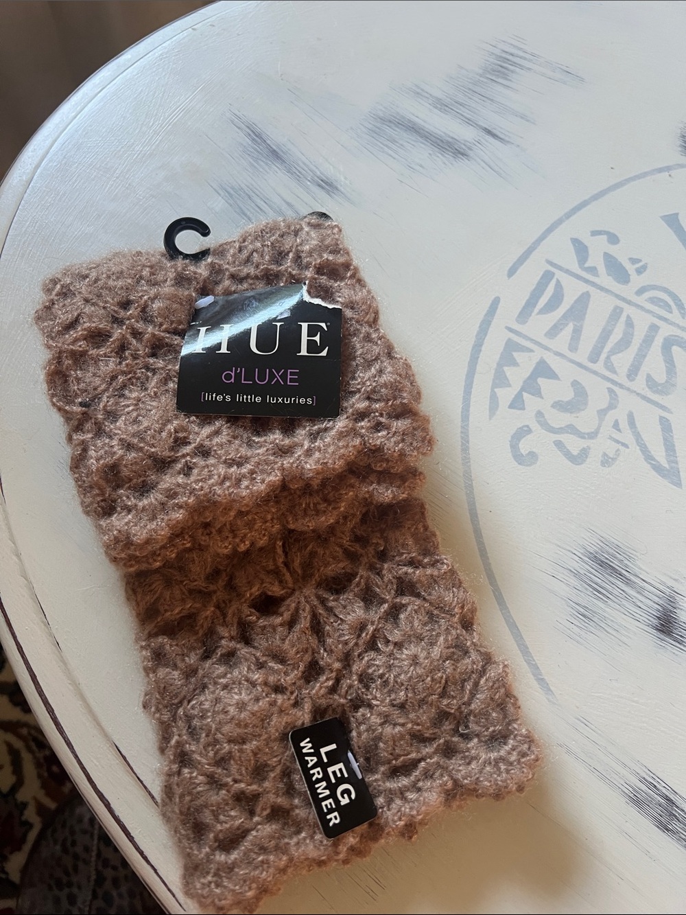HUE D'Lux Camel Crochet Knit Leg Warmers